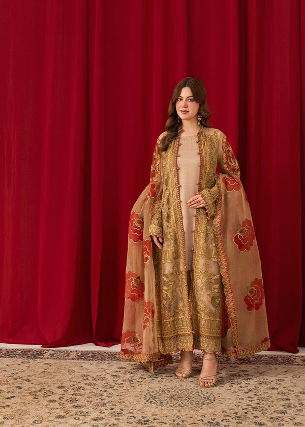 Embroidered Net & Raw Silk Luxury Ensemble